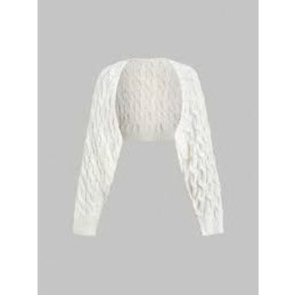 SHEIN Y2K style cable knit long sleeve shrug bolero sweater cream small